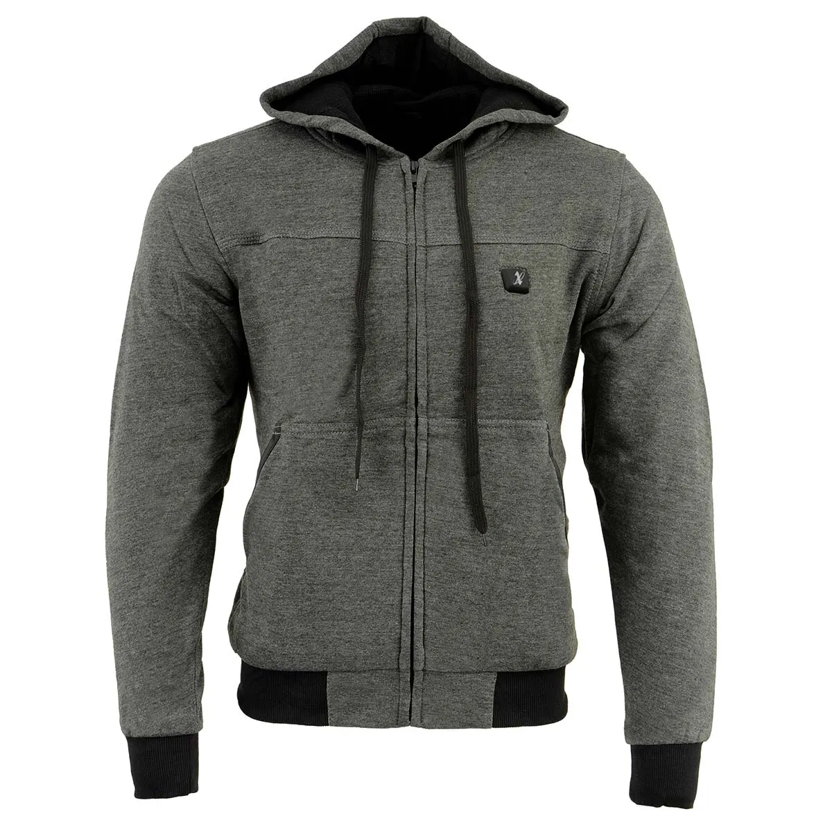 Nexgen Heat MPM1713SET Men's Fiery Heated Hoodie - Grey Zipper Front Sweatshirt Jacket for Winter w/Battery Pack