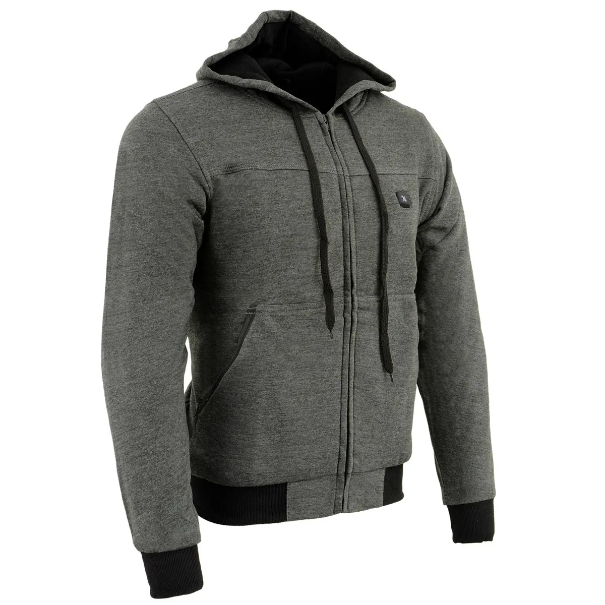 Nexgen Heat MPM1713SET Men's Fiery Heated Hoodie - Grey Zipper Front Sweatshirt Jacket for Winter w/Battery Pack