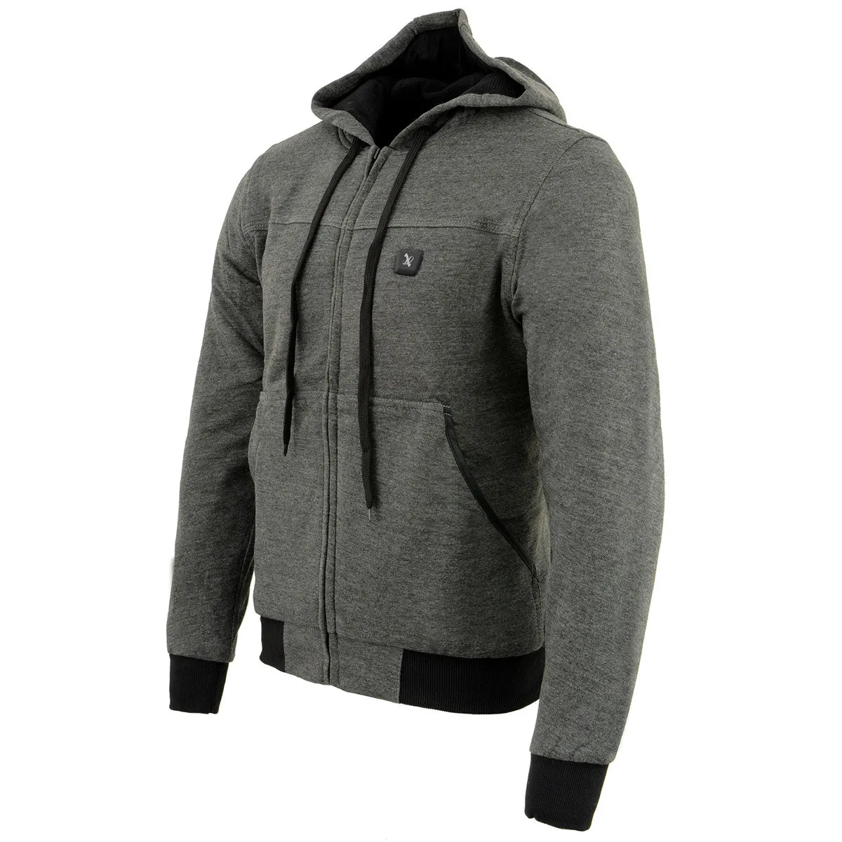 Nexgen Heat MPM1713SET Men's Fiery Heated Hoodie - Grey Zipper Front Sweatshirt Jacket for Winter w/Battery Pack