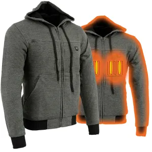 Nexgen Heat MPM1713SET Men's Fiery Heated Hoodie - Grey Zipper Front Sweatshirt Jacket for Winter w/Battery Pack