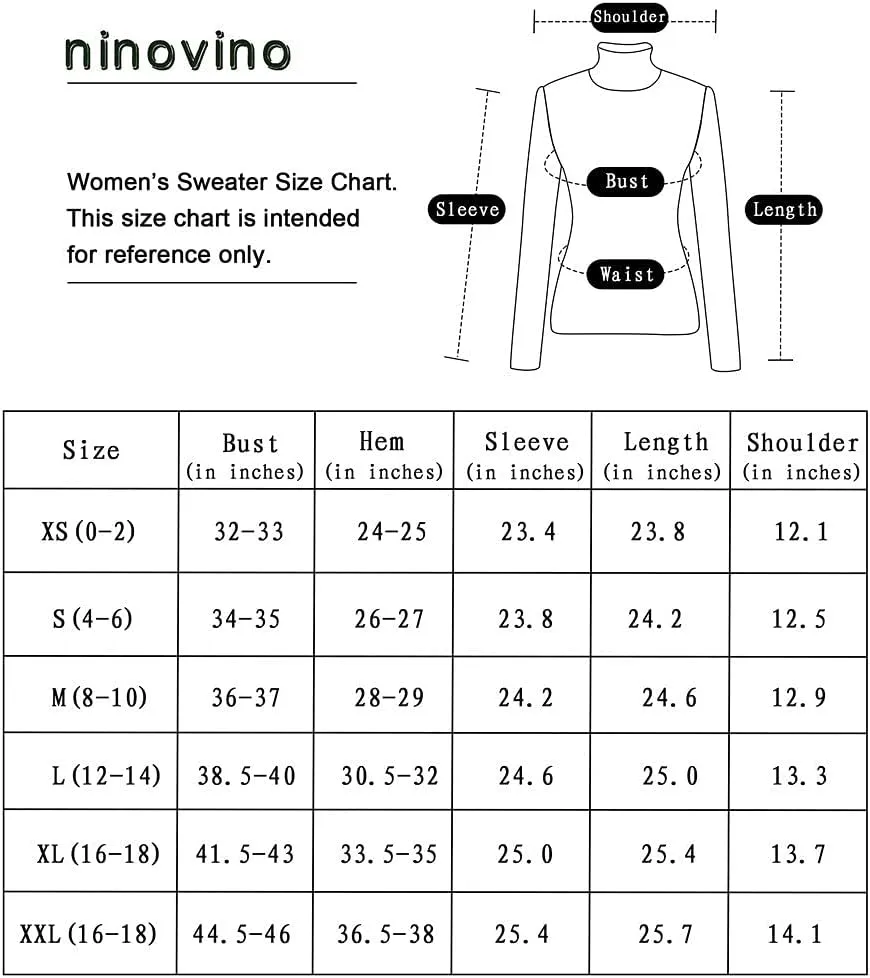 ninovino Women's Turtleneck Ribbed Long Sleeve Sweater Pullover Tops