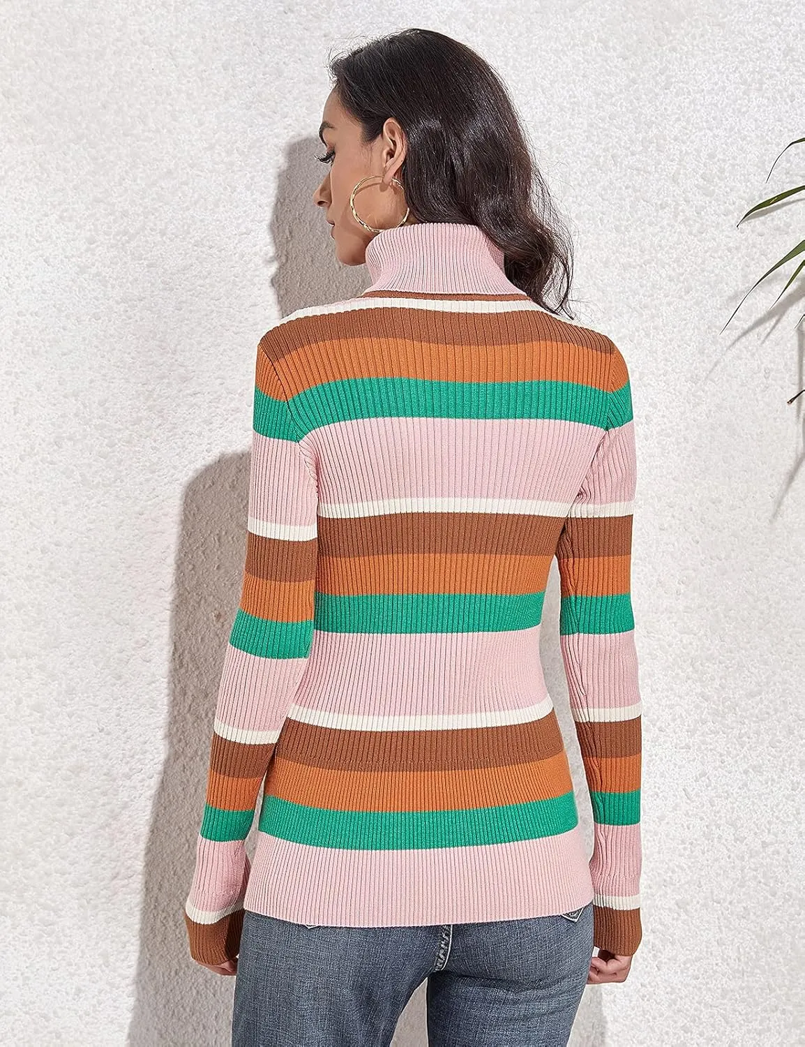 ninovino Women's Turtleneck Ribbed Long Sleeve Sweater Pullover Tops