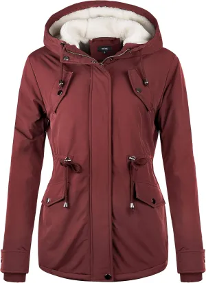 NUTEXROL Women's Winter Thicken Hooded Sherpa Lined Parka Military Anorak Jacket Warm Short Cotton Coats for Women