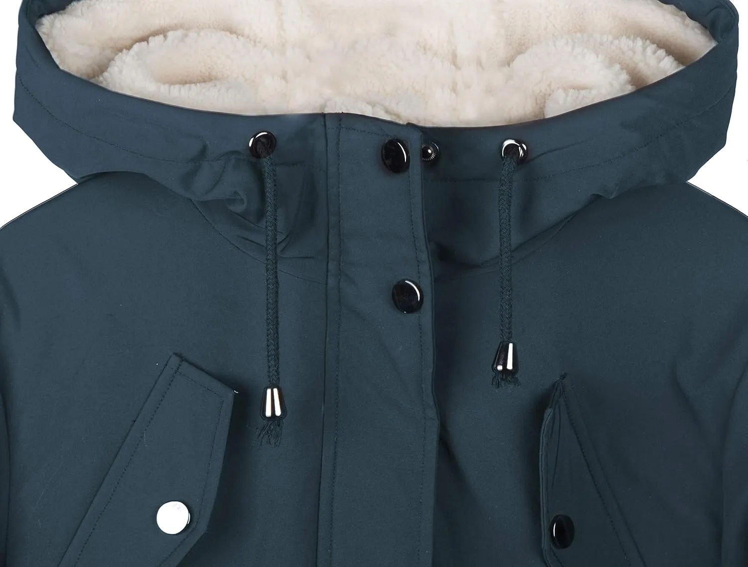 NUTEXROL Women's Winter Thicken Hooded Sherpa Lined Parka Military Anorak Jacket Warm Short Cotton Coats for Women