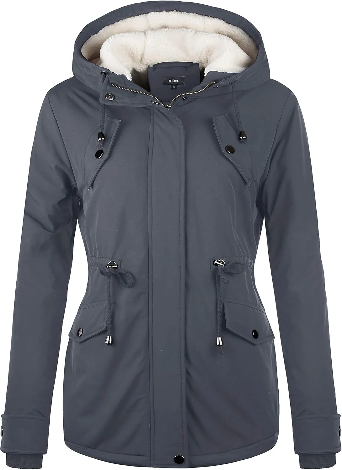NUTEXROL Women's Winter Thicken Hooded Sherpa Lined Parka Military Anorak Jacket Warm Short Cotton Coats for Women