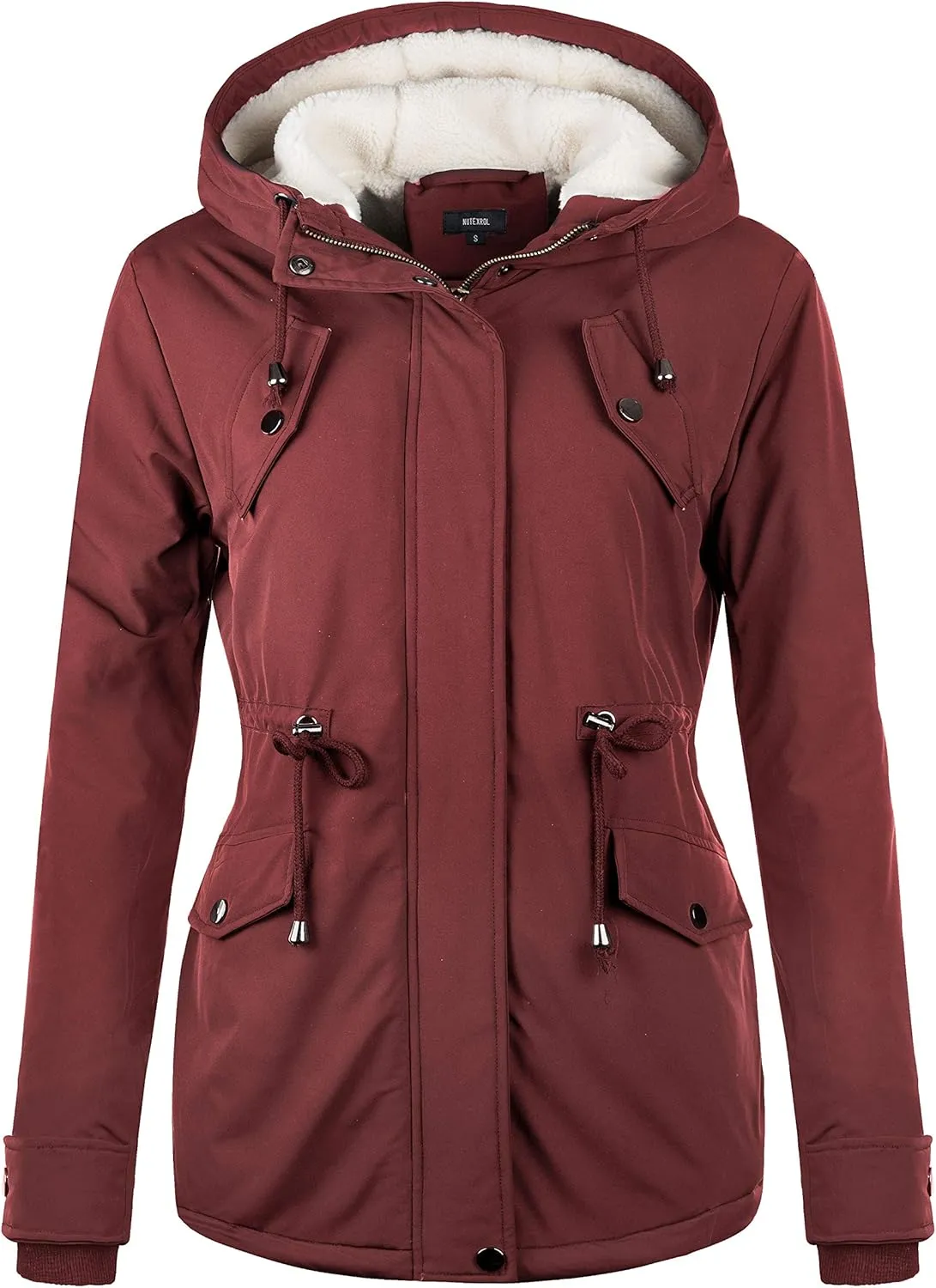 NUTEXROL Women's Winter Thicken Hooded Sherpa Lined Parka Military Anorak Jacket Warm Short Cotton Coats for Women