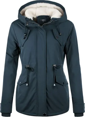 NUTEXROL Women's Winter Thicken Hooded Sherpa Lined Parka Military Anorak Jacket Warm Short Cotton Coats for Women