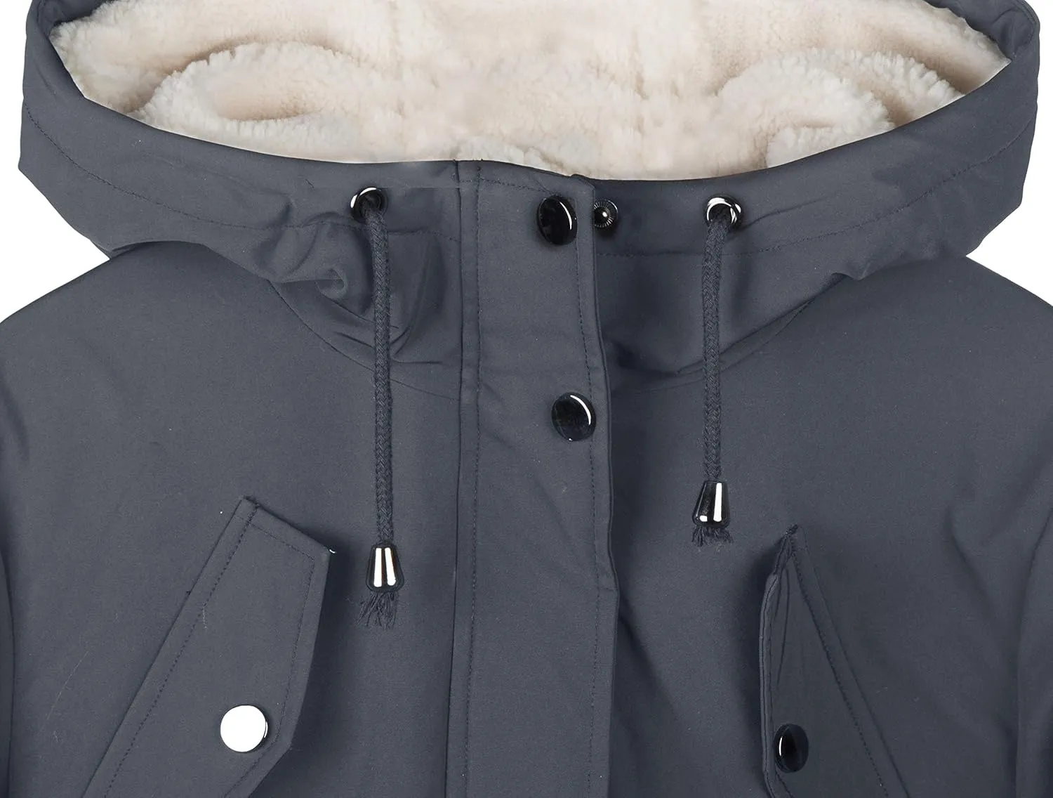 NUTEXROL Women's Winter Thicken Hooded Sherpa Lined Parka Military Anorak Jacket Warm Short Cotton Coats for Women