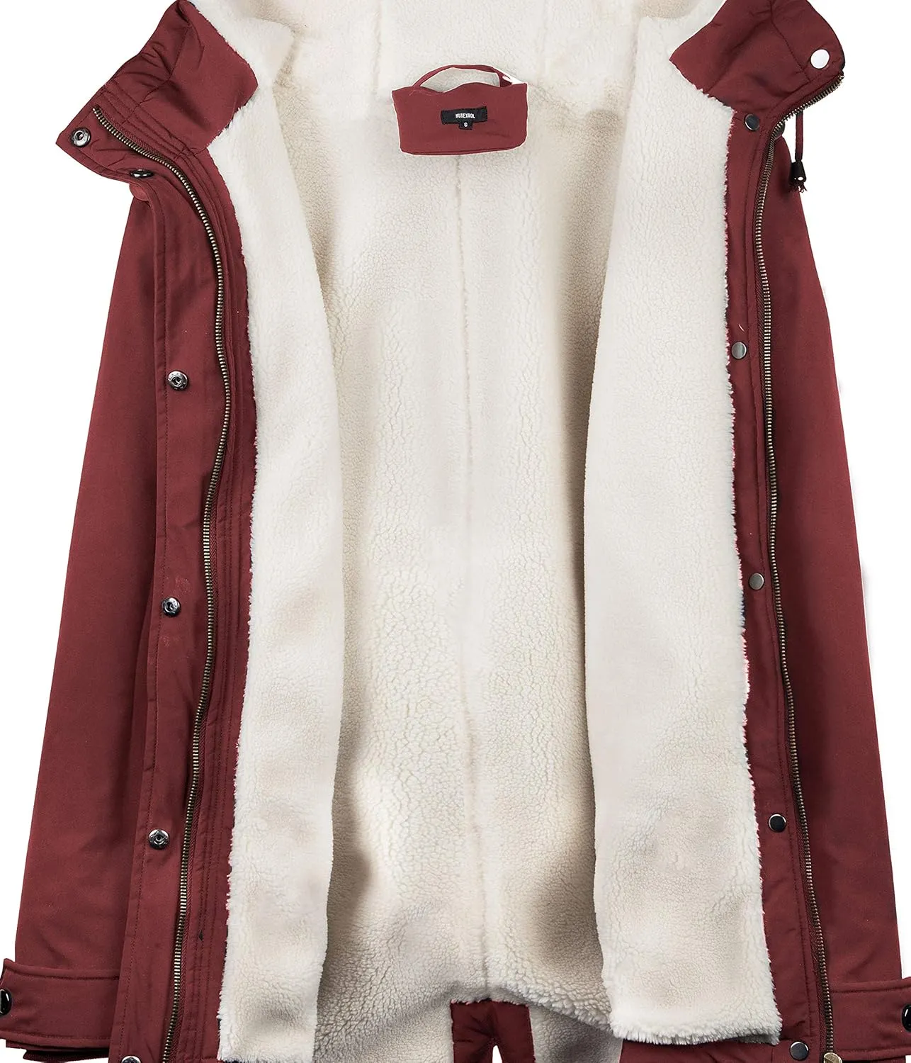 NUTEXROL Women's Winter Thicken Hooded Sherpa Lined Parka Military Anorak Jacket Warm Short Cotton Coats for Women