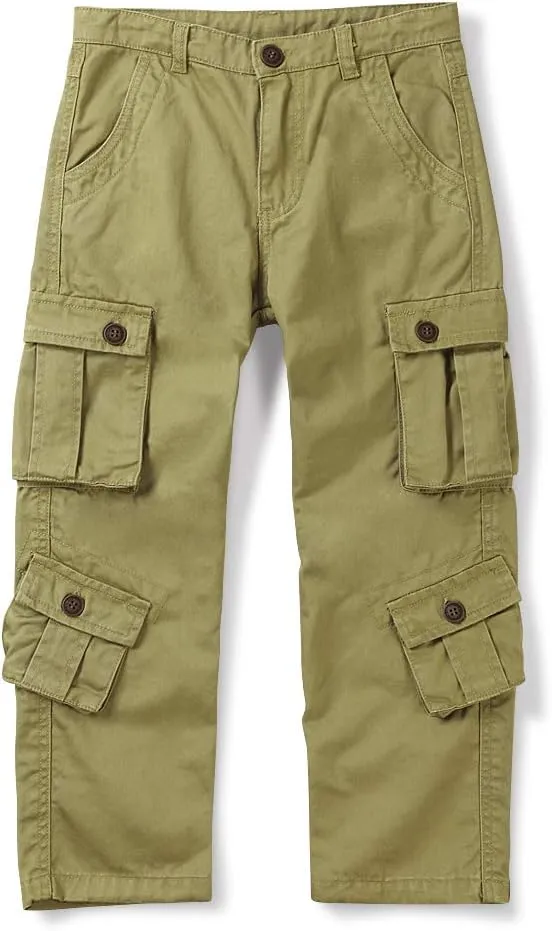 OCHENTA Boys Cargo Pants with 8 Pockets Casual Hiking Slacks Combat Trousers for Kid