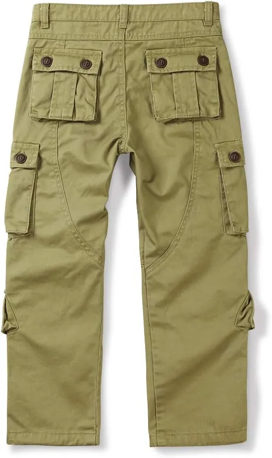 OCHENTA Boys Cargo Pants with 8 Pockets Casual Hiking Slacks Combat Trousers for Kid