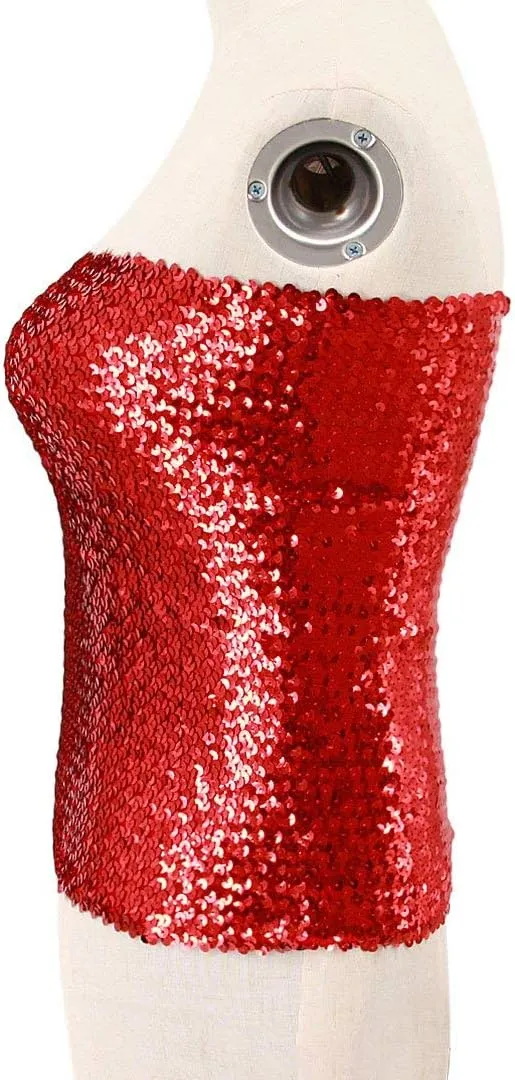 Orita Women Sparkly Sequins Tube Top Sexy Stretch Crop Top Vest Camisoles Party Clubwear
