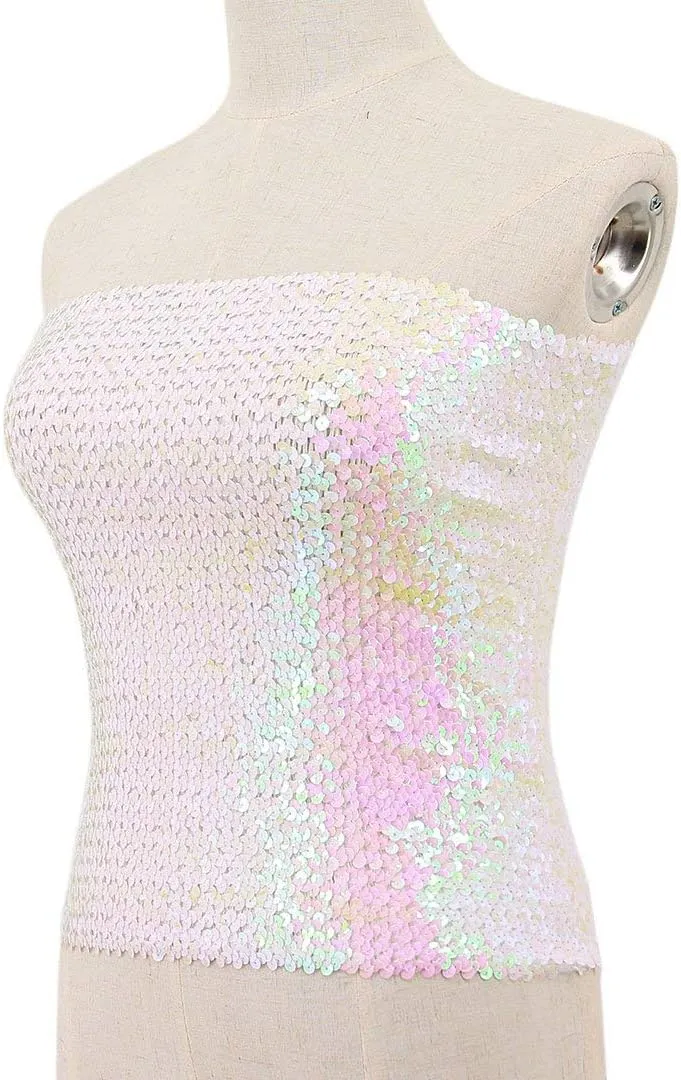 Orita Women Sparkly Sequins Tube Top Sexy Stretch Crop Top Vest Camisoles Party Clubwear