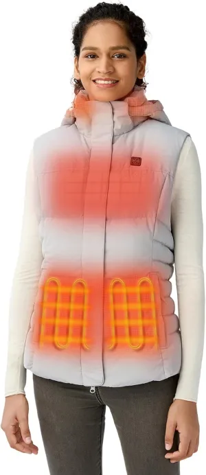 ORORO Women's Heated Down Vest with Detachable Hood, Heating Vest with 800 Fill Down (Charger Not Included)