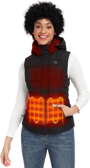 ORORO Women's Heated Down Vest with Detachable Hood, Heating Vest with 800 Fill Down (Charger Not Included)