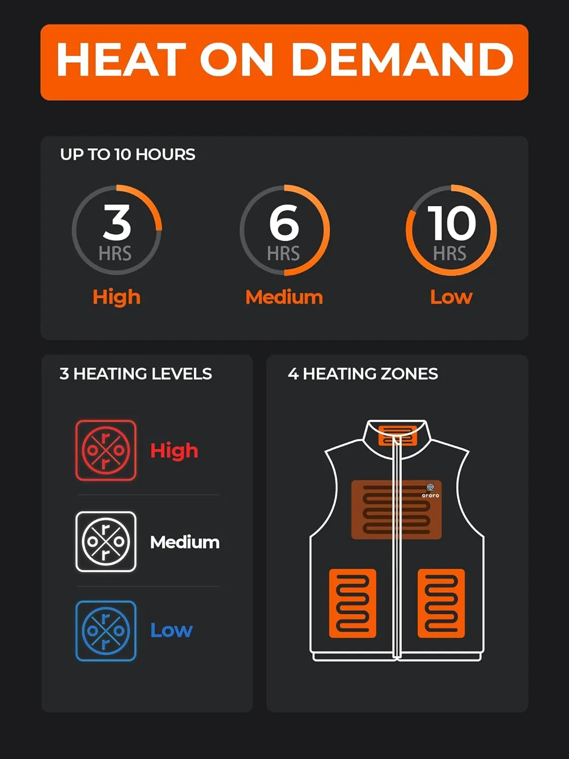 ORORO Women's Heated Down Vest with Detachable Hood, Heating Vest with 800 Fill Down (Charger Not Included)