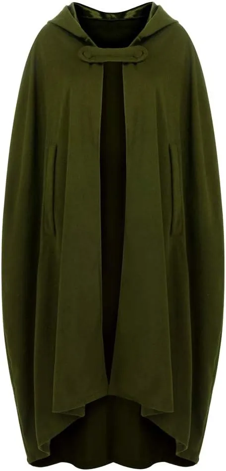 Overcoat for Women Winter Cloak with Arm Slits Womens Cape Hooded Cardigans Mid Length Open Front Poncho Outwear