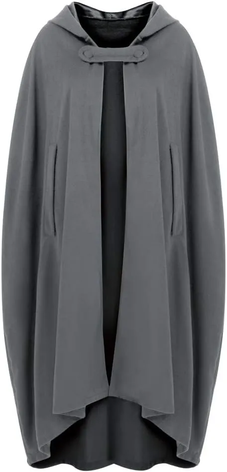 Overcoat for Women Winter Cloak with Arm Slits Womens Cape Hooded Cardigans Mid Length Open Front Poncho Outwear