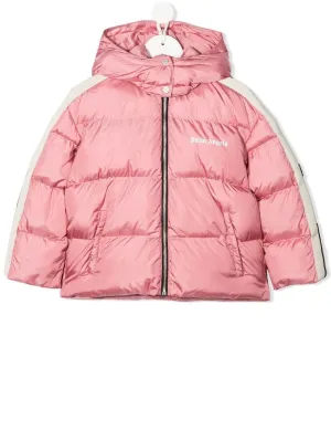 PALM ANGELS KIDS Logo Heavy Track Puffer Pink/White