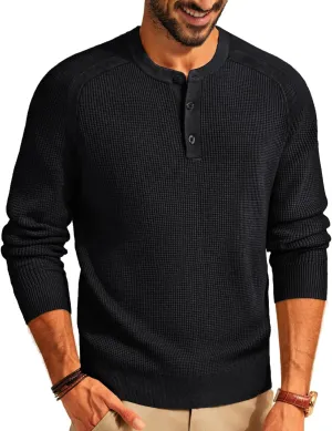 PJ PAUL JONES Mens Sweater Waffle Crewneck Pullover Sweaters Henley Sweater