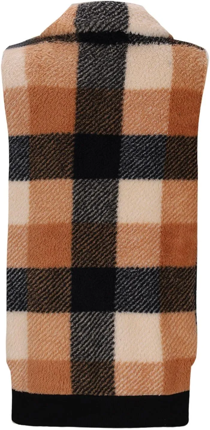 Plaid Jacket for Women Fleece Casual Cardigan Fall Plush Vest Thermal Vests Thick Winter Coats Outwear 2025 Shackets