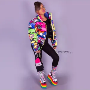 Pop Art Emoji Puffer Coat