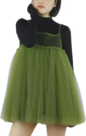 Puffy Mesh Camisole Top Spaghetti Strap Sleeveless Sheer Tulle Tank Top Cover Up
