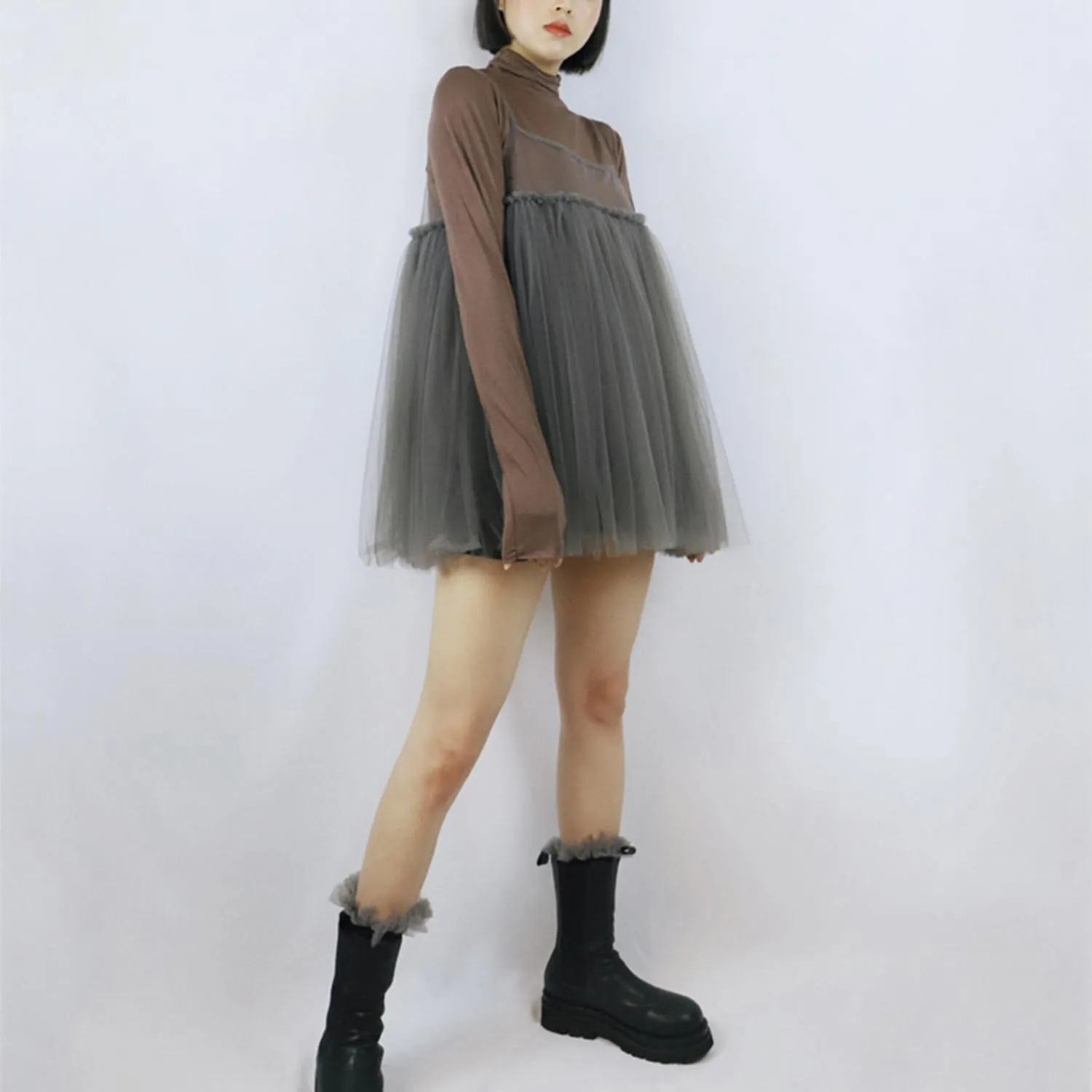 Puffy Mesh Camisole Top Spaghetti Strap Sleeveless Sheer Tulle Tank Top Cover Up