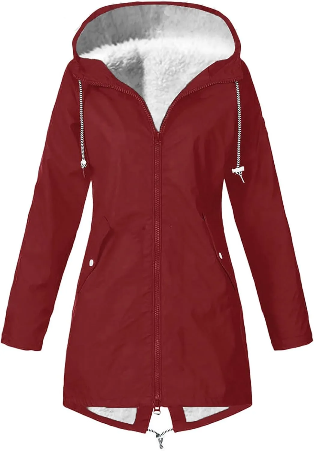 Rain Coats for Women Waterproof with Hood Thickened Fleece Lined Raincoat Casual Solid Lightweight Rain Coats