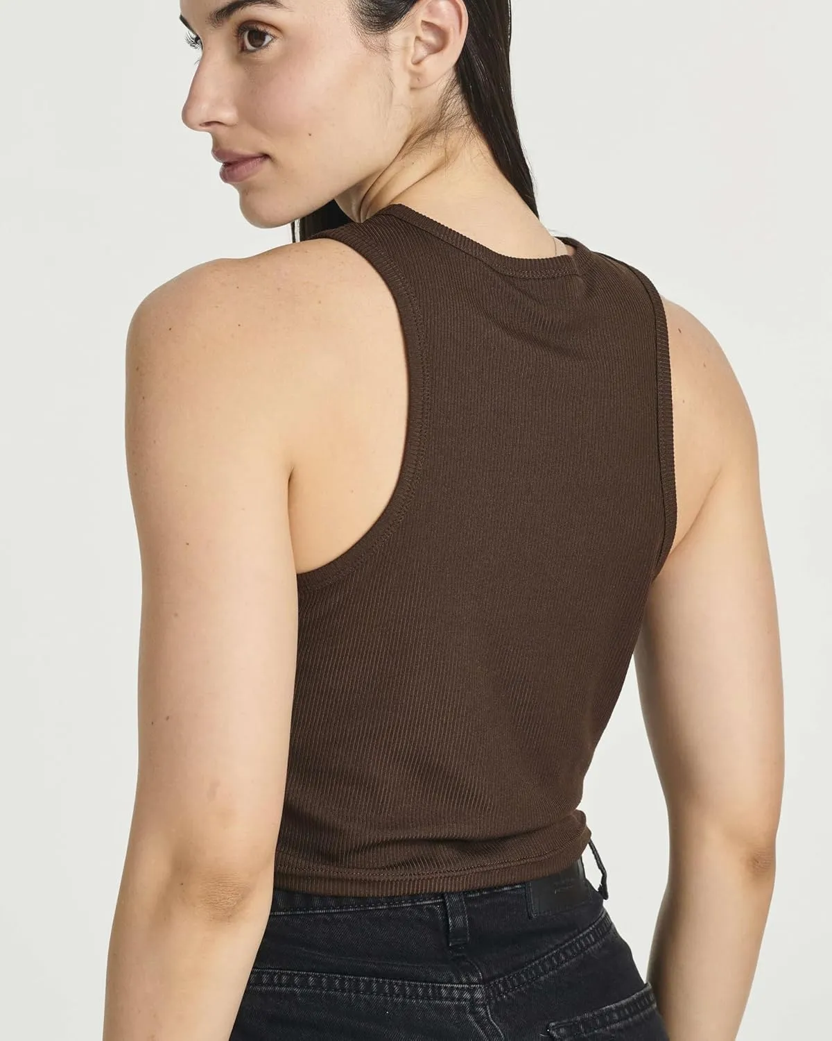 Real Essentials 5 Pack: Women's Ribbed Sleeveless Cropped Racerback Tank Top Casual Crop Top