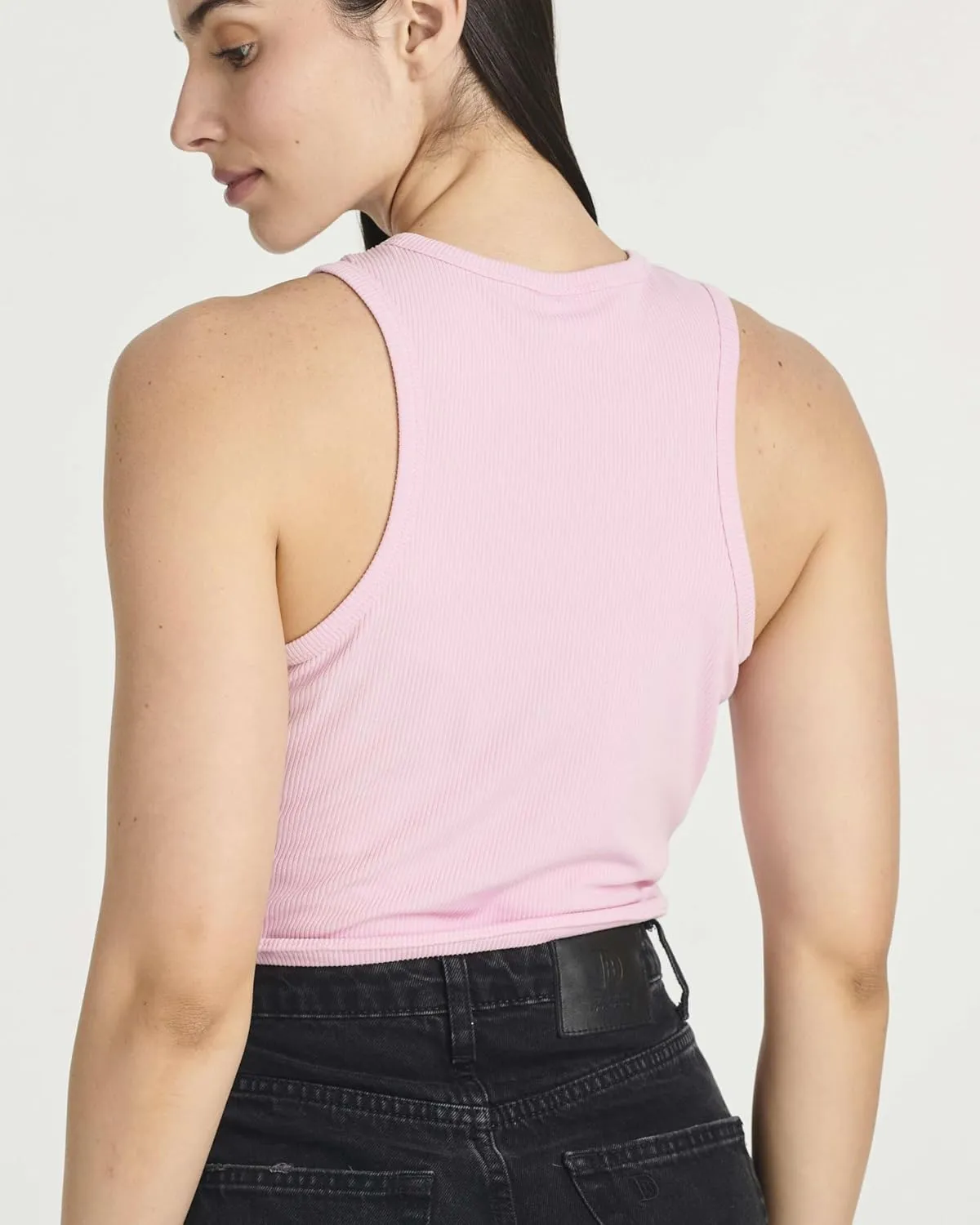 Real Essentials 5 Pack: Women's Ribbed Sleeveless Cropped Racerback Tank Top Casual Crop Top