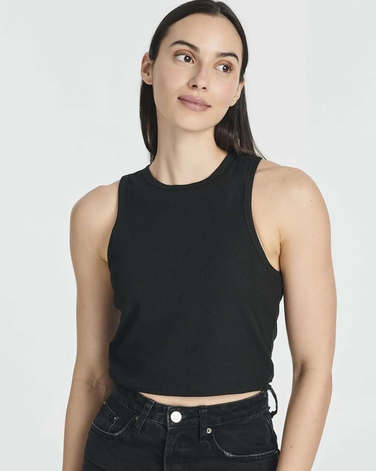 Real Essentials 5 Pack: Women's Ribbed Sleeveless Cropped Racerback Tank Top Casual Crop Top