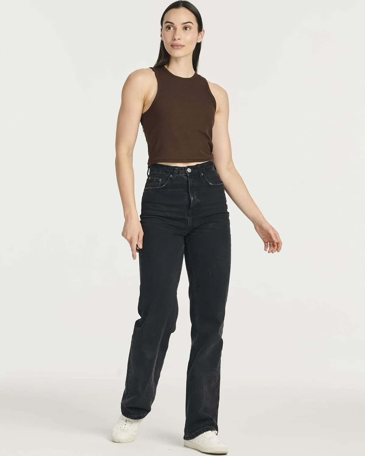 Real Essentials 5 Pack: Women's Ribbed Sleeveless Cropped Racerback Tank Top Casual Crop Top