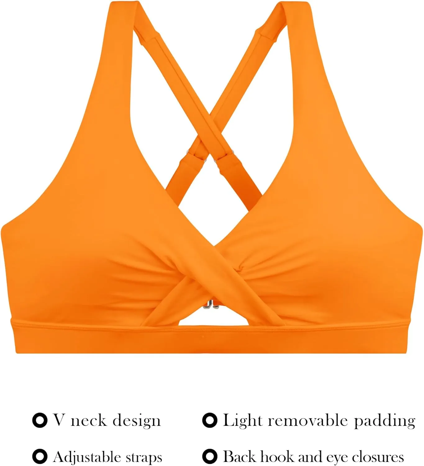 RELLECIGA Womens Bikini Top Push Up Padded Swim Top V Neck Bathing Suit Tops