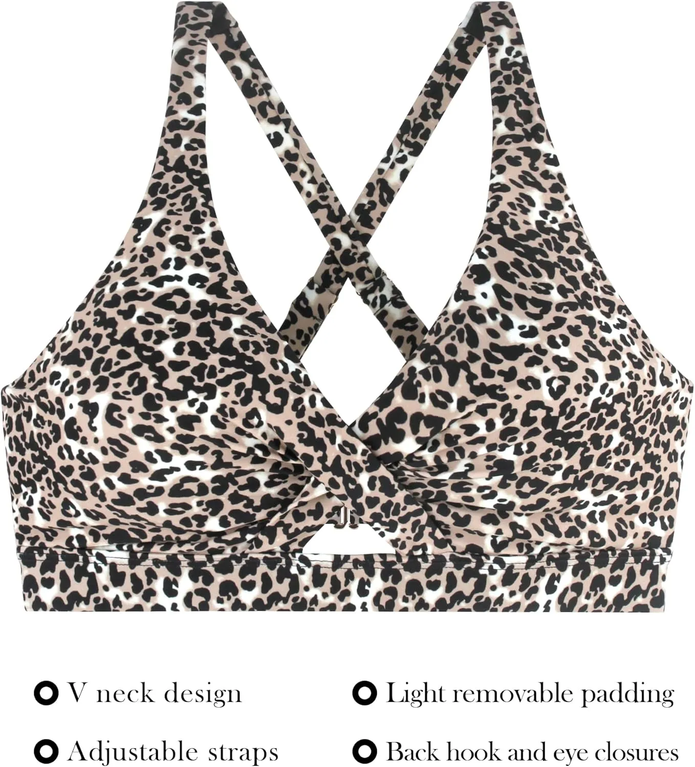 RELLECIGA Womens Bikini Top Push Up Padded Swim Top V Neck Bathing Suit Tops