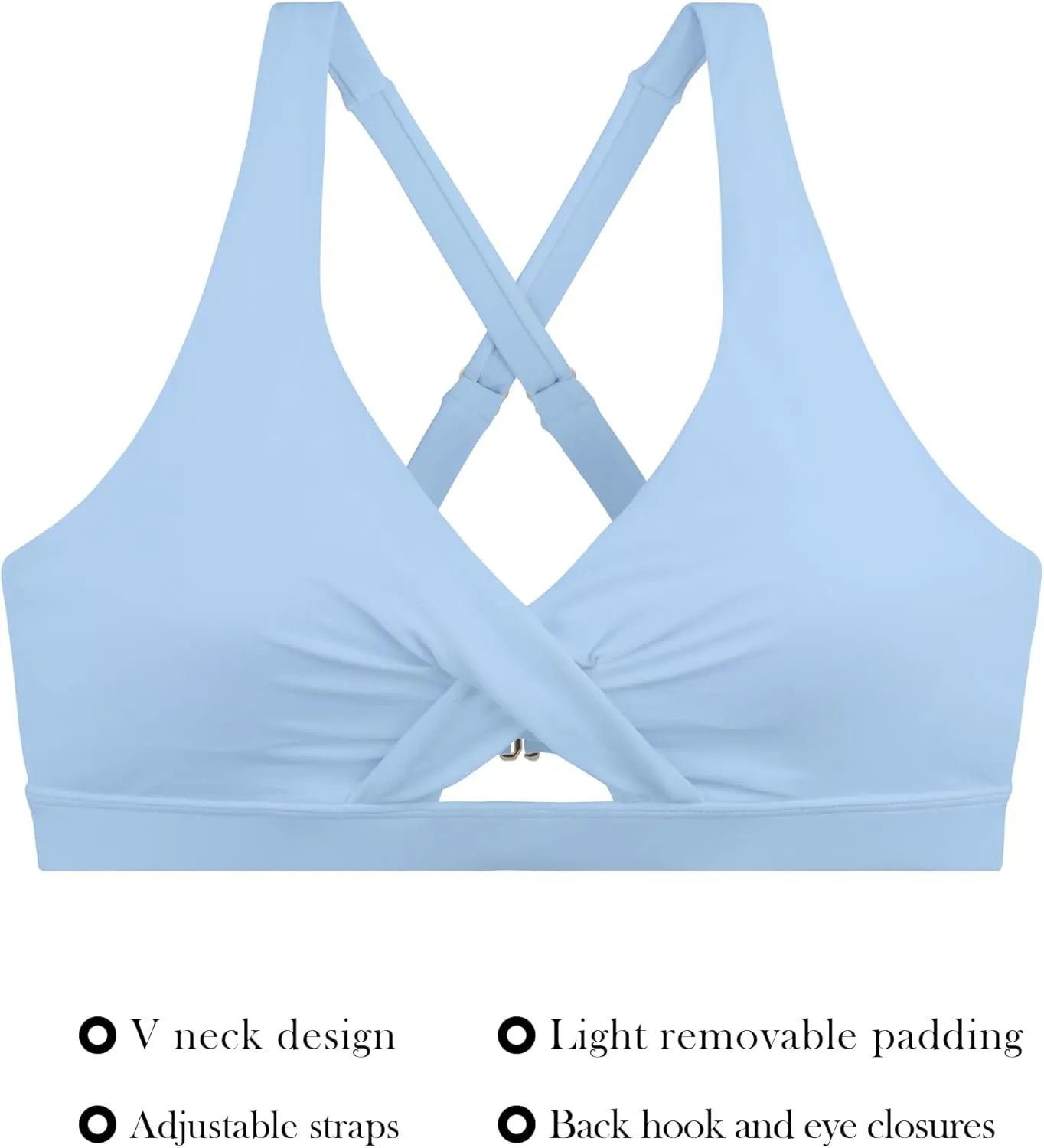 RELLECIGA Womens Bikini Top Push Up Padded Swim Top V Neck Bathing Suit Tops