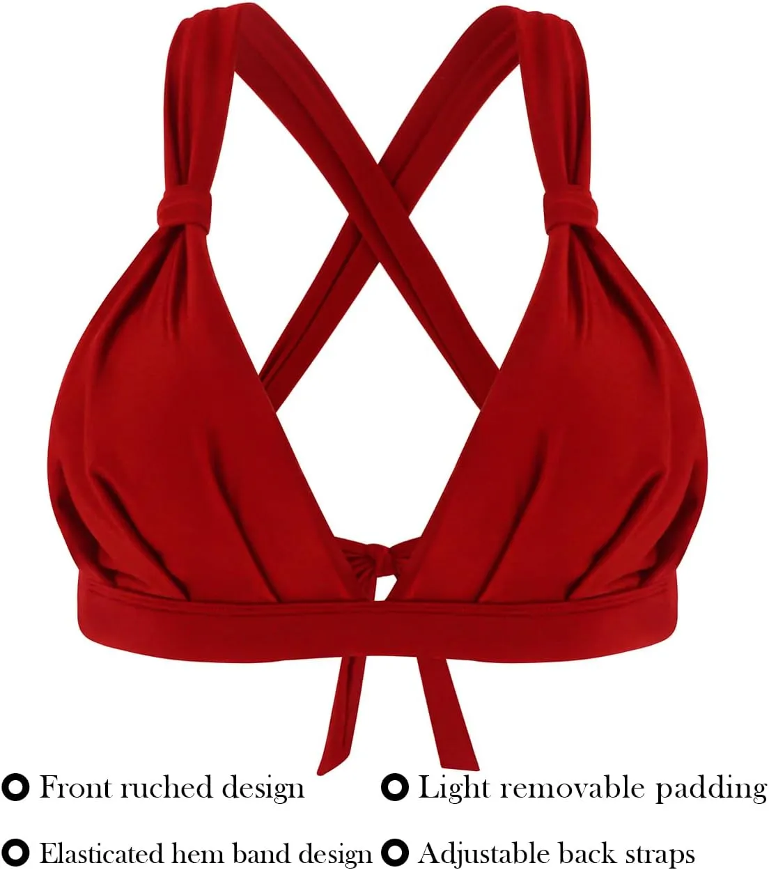 RELLECIGA Womens Triangle Bikini Top Crisscross Back Swimsuit Padded Push Up Bathing Suit Top