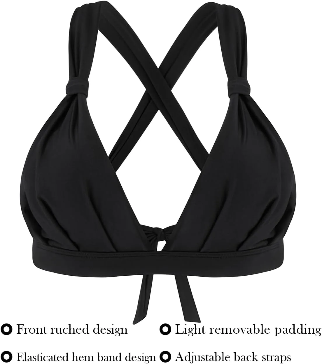 RELLECIGA Womens Triangle Bikini Top Crisscross Back Swimsuit Padded Push Up Bathing Suit Top