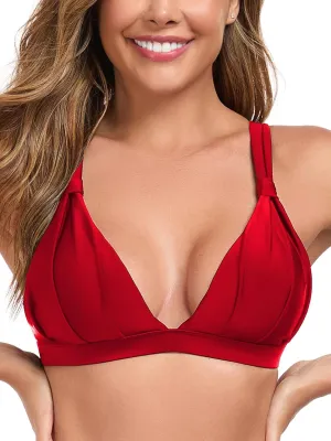 RELLECIGA Womens Triangle Bikini Top Crisscross Back Swimsuit Padded Push Up Bathing Suit Top