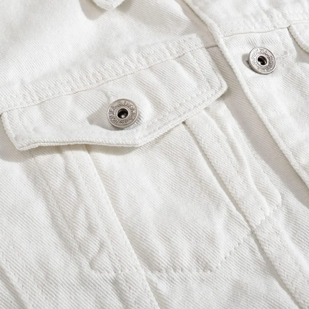 Ripped Denim Jacket for Men Hippie Style Winter Cardigan Top Fall Stylish Streetwear