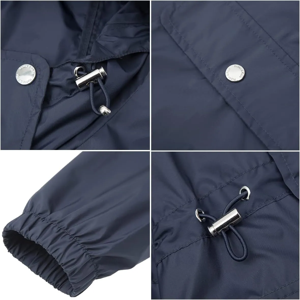 Rokka&Rolla Women's Lightweight Rain Jacket Hooded Anorak Windbreaker Long Trench Raincoat