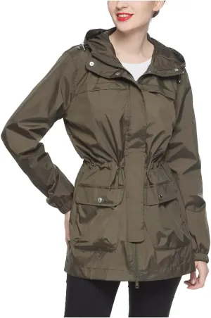 Rokka&Rolla Women's Lightweight Rain Jacket Hooded Anorak Windbreaker Long Trench Raincoat