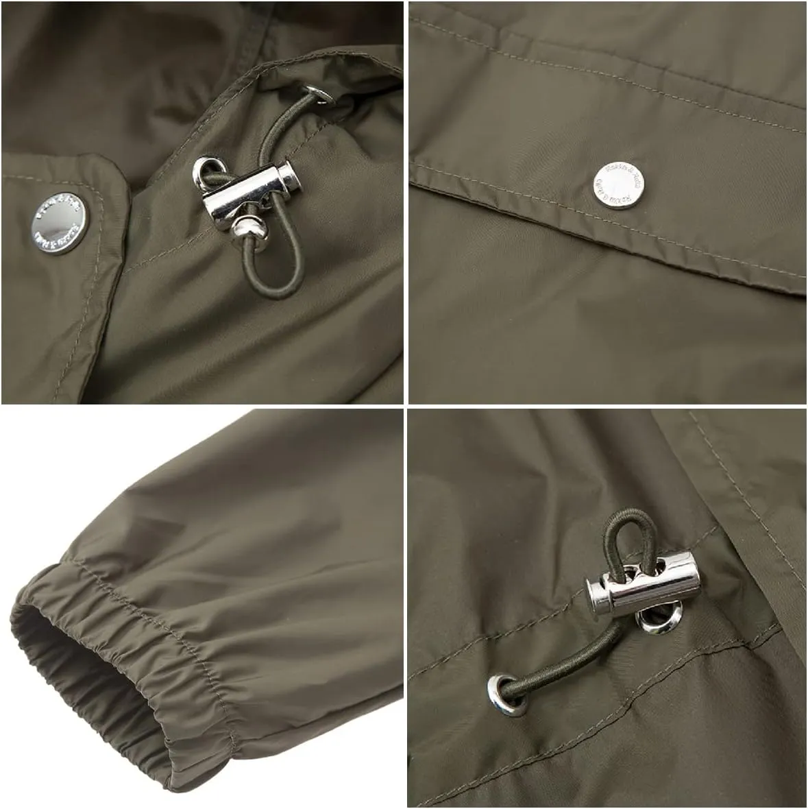 Rokka&Rolla Women's Lightweight Rain Jacket Hooded Anorak Windbreaker Long Trench Raincoat