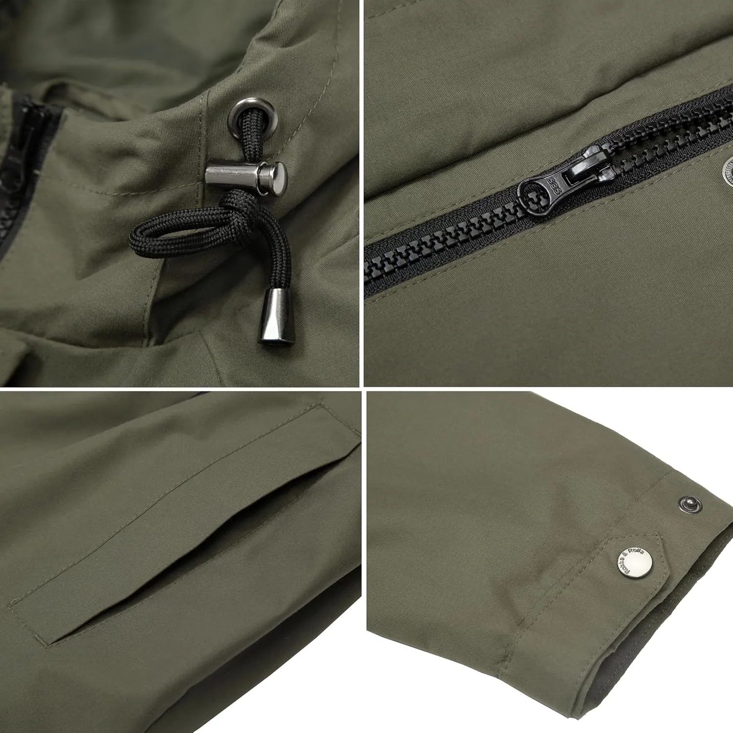Rokka&Rolla Women's Water-Resistant Anorak Hooded Rain Jacket Trench Coat
