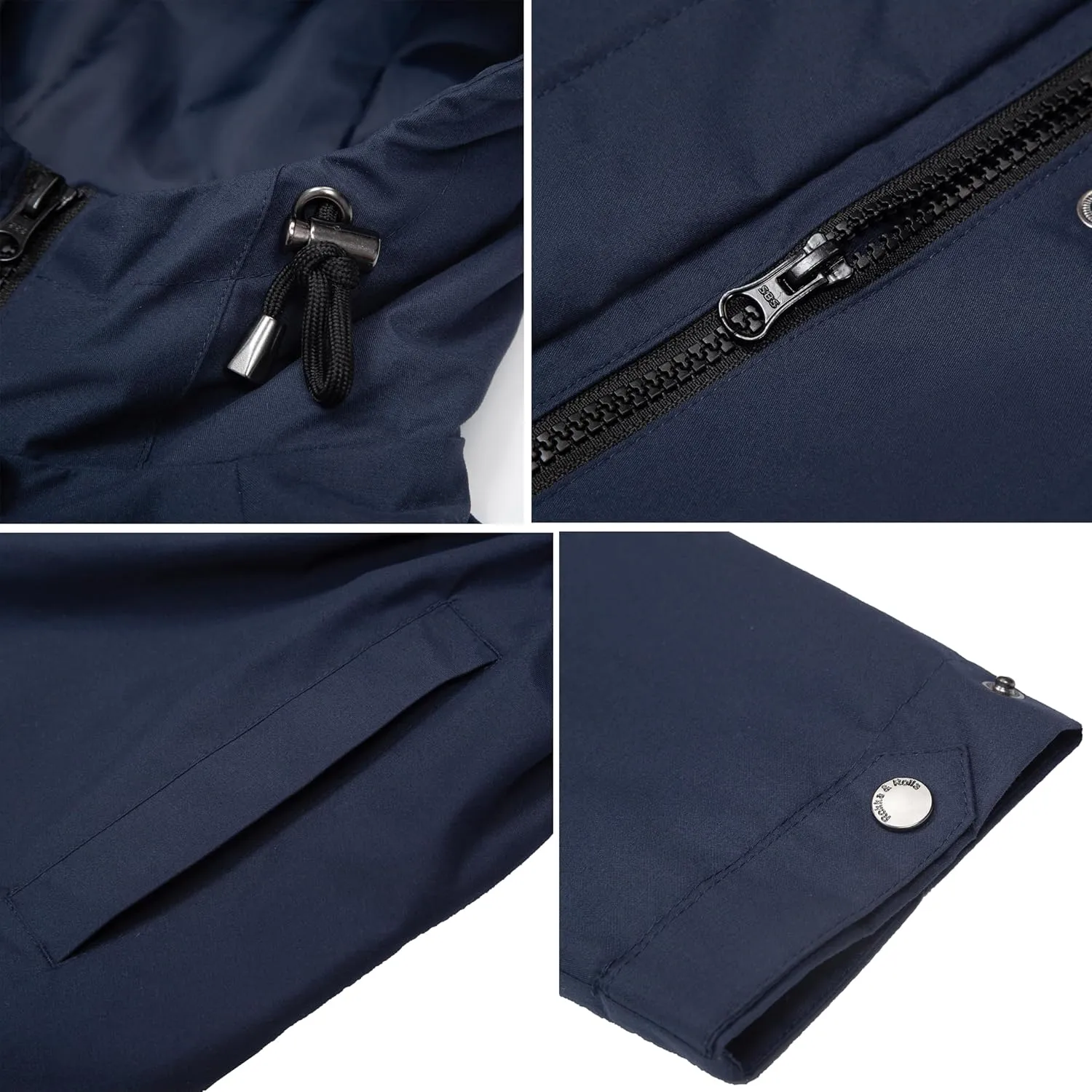 Rokka&Rolla Women's Water-Resistant Anorak Hooded Rain Jacket Trench Coat