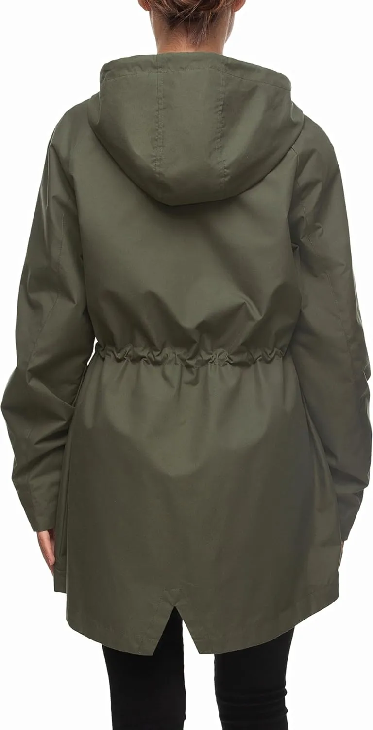 Rokka&Rolla Women's Water-Resistant Anorak Hooded Rain Jacket Trench Coat