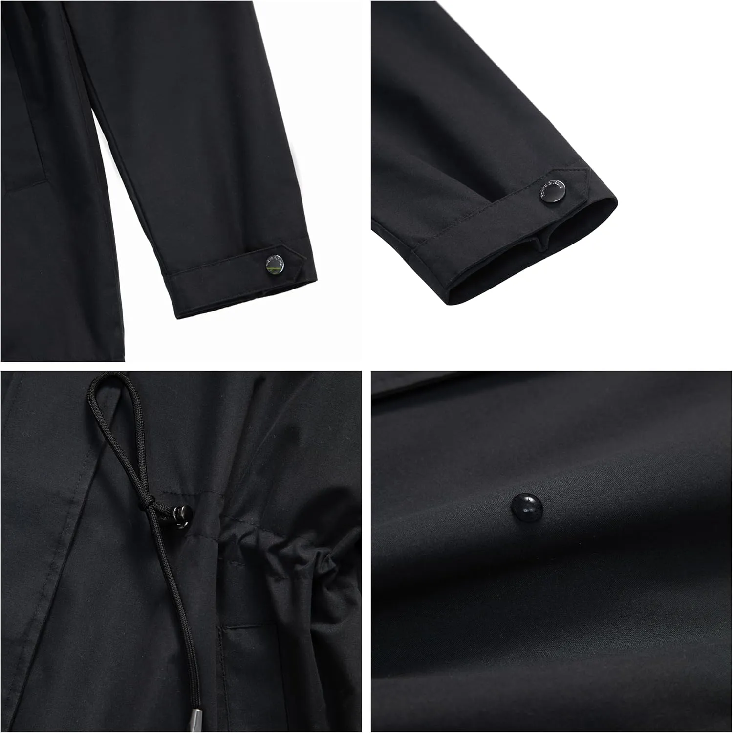 Rokka&Rolla Women's Water-Resistant Anorak Hooded Rain Jacket Trench Coat