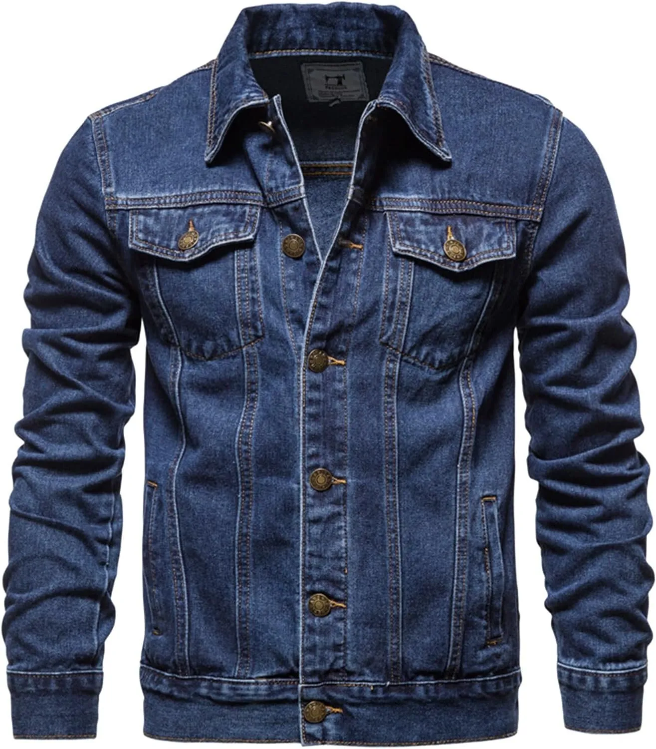 RTRDE Men's Casual Jacket Slim Fit Casual Denim Jacket Solid Color Lapel Long Sleeve Jean Jackets Denim, M-4XL