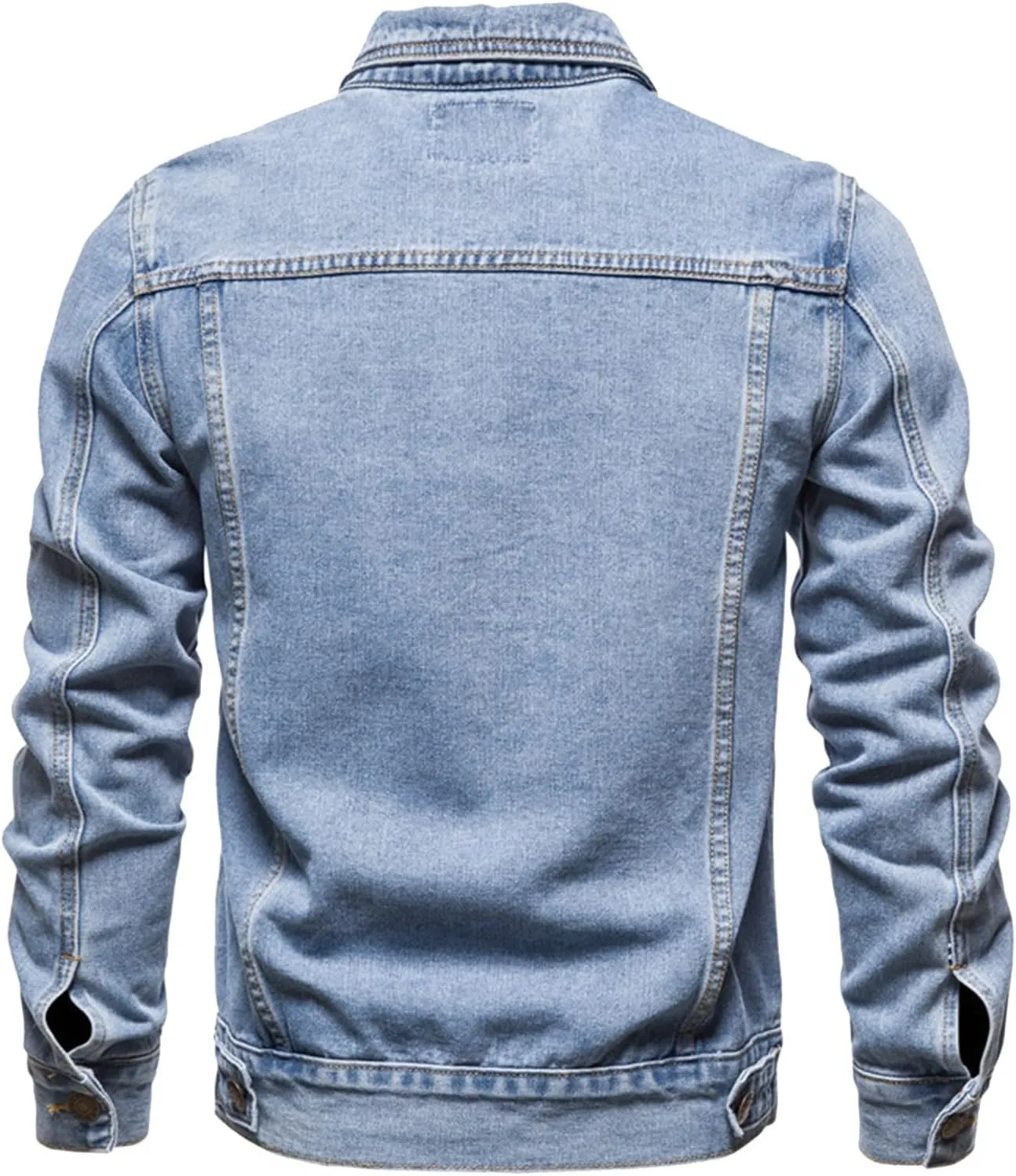 RTRDE Men's Casual Jacket Slim Fit Casual Denim Jacket Solid Color Lapel Long Sleeve Jean Jackets Denim, M-4XL