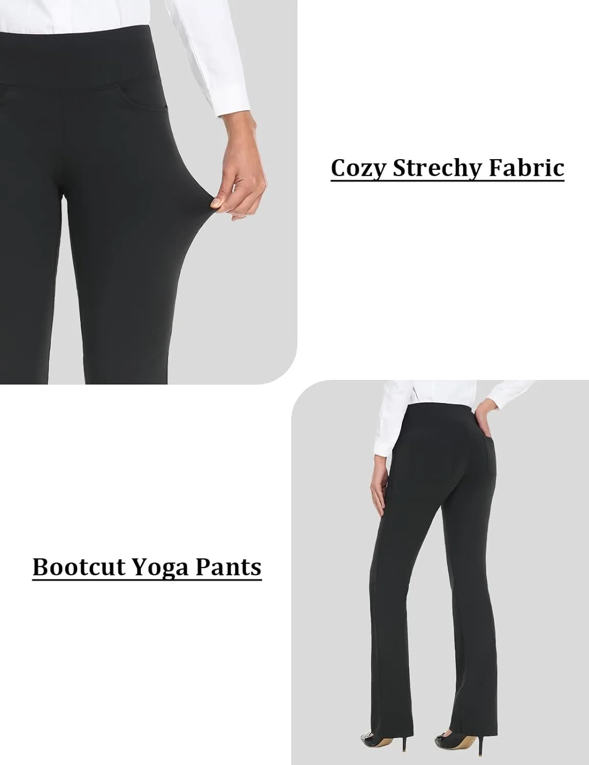 Safort 28" 30" 32" 34" Inseam Regular Tall Bootcut Yoga Pants Flared Leg Dress Pants with Pockets for Casual